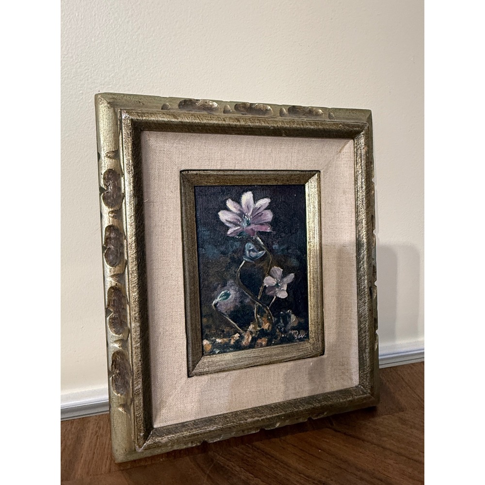 Vintage 1971 Bev Erickson Floral Oil Painting Signed Framed Mid Century Art 5x7 - Picture 10 of 12